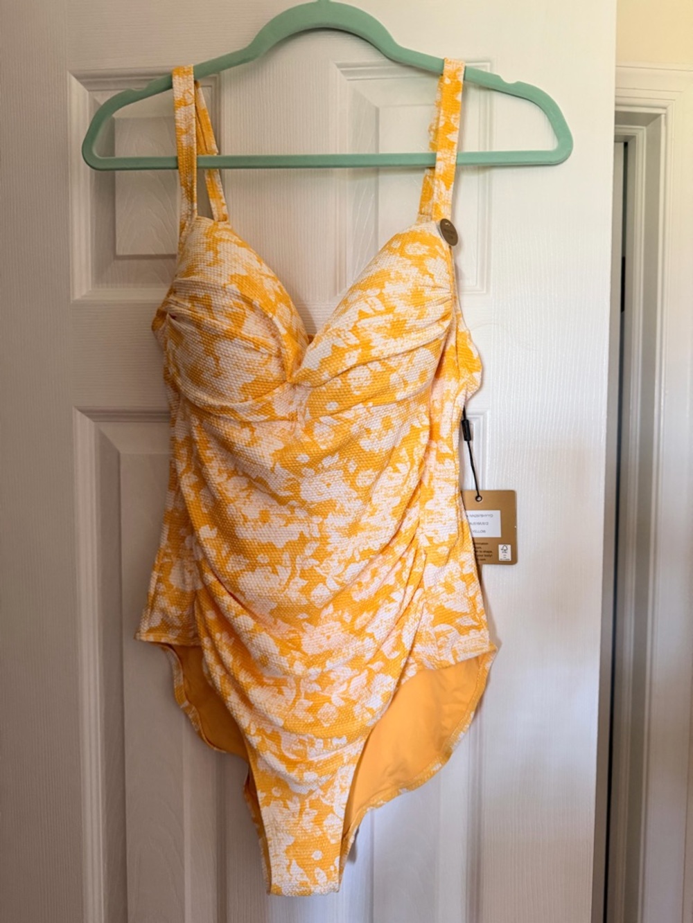 Yellow Floral One-Piece Swimsuit with Supportive Cups
